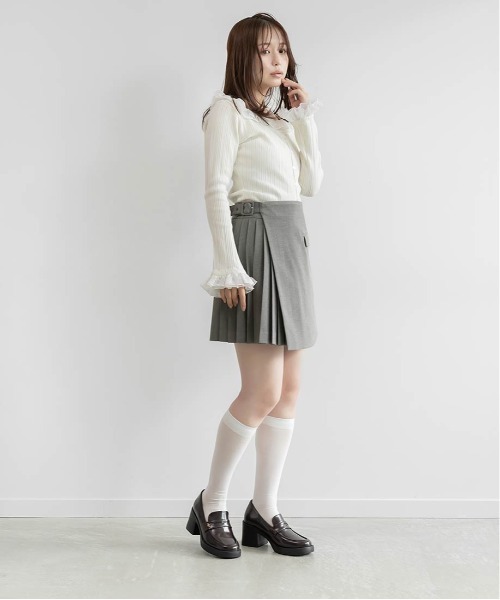 RANDA(ランダ)の「サイドプリーツミニスカート(スカート・レディース・ブラウン/グレー・0/1)」の5枚目の写真