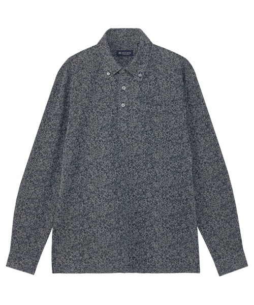 TOKYO SHIRTS(トウキョウシャツ)の「ビズポロ ポロシャツ 小花柄プリント 長袖 メンズ(ポロシャツ・メンズ・ネイビー・M/L)」の1枚目の写真