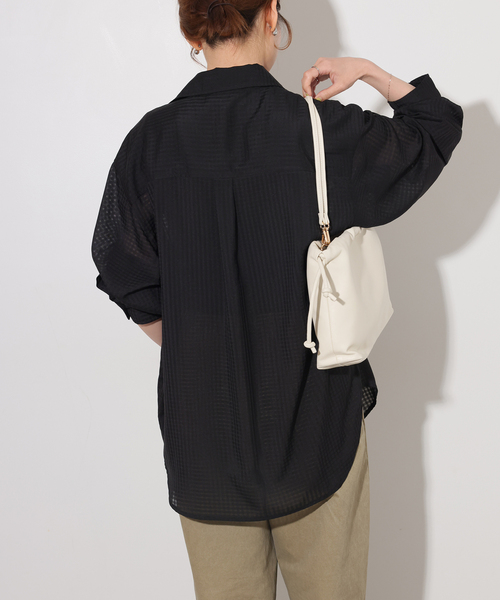 JOURNAL STANDARD relume(ジャーナルスタンダード レリューム)の「ギンガムドビーオーバーサイズシャツ(シャツ/ブラウス・レディース・ベージュ/ブラック/ホワイト・FREE)」の10枚目の写真