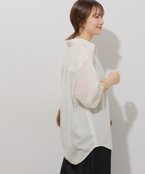 JOURNAL STANDARD relume(ジャーナルスタンダード レリューム)の「ギンガムドビーオーバーサイズシャツ(シャツ/ブラウス・レディース・ベージュ/ブラック/ホワイト・FREE)」の15枚目の写真