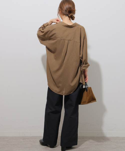 JOURNAL STANDARD relume(ジャーナルスタンダード レリューム)の「ギンガムドビーオーバーサイズシャツ(シャツ/ブラウス・レディース・ベージュ/ブラック/ホワイト・FREE)」の19枚目の写真