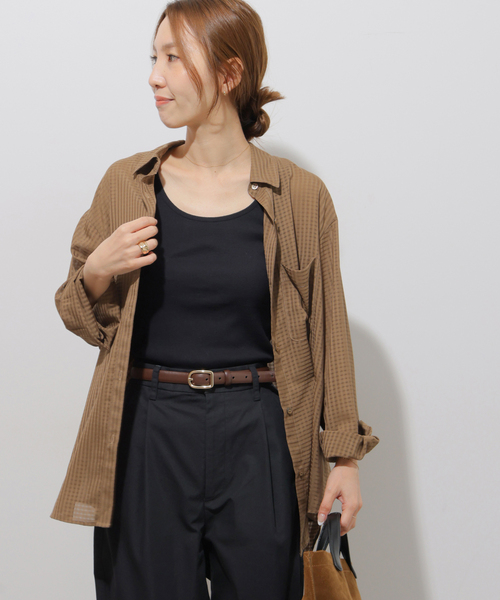 JOURNAL STANDARD relume(ジャーナルスタンダード レリューム)の「ギンガムドビーオーバーサイズシャツ(シャツ/ブラウス・レディース・ベージュ/ブラック/ホワイト・FREE)」の20枚目の写真