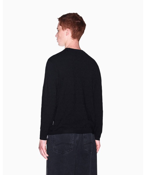 ARMANI EXCHANGE(アルマーニエクスチェンジ)の「【A|X アルマーニ エクスチェンジ】オールオーバージャカードロゴ ニットプルオーバー(ニット/セーター・メンズ・ブラック・X-SMALL/X-LARGE/SMALL/MEDIUM/LARGE)」の3枚目の写真