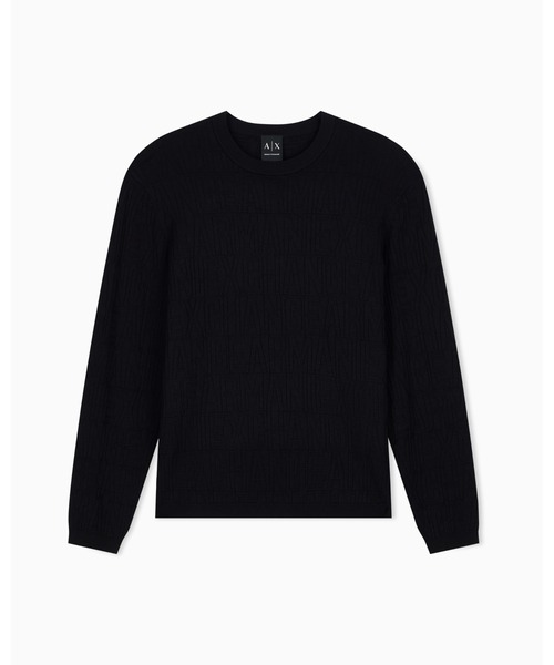 ARMANI EXCHANGE(アルマーニエクスチェンジ)の「【A|X アルマーニ エクスチェンジ】オールオーバージャカードロゴ ニットプルオーバー(ニット/セーター・メンズ・ブラック・X-SMALL/X-LARGE/SMALL/MEDIUM/LARGE)」の6枚目の写真