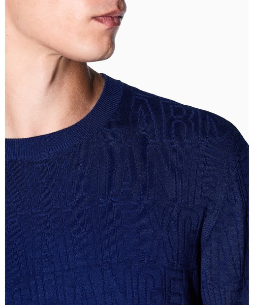 ARMANI EXCHANGE(アルマーニエクスチェンジ)の「【A|X アルマーニ エクスチェンジ】オールオーバージャカードロゴ ニットプルオーバー(ニット/セーター・メンズ・ブラック・X-SMALL/X-LARGE/SMALL/MEDIUM/LARGE)」の12枚目の写真
