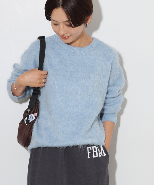 JOURNAL STANDARD relume(ジャーナルスタンダード レリューム)の「《一部WEB限定》シャギークルーネックプルオーバー(ニット/セーター・レディース・ライトグレー/サックスブルー/ピンク/イエロー・FREE)」の2枚目の写真