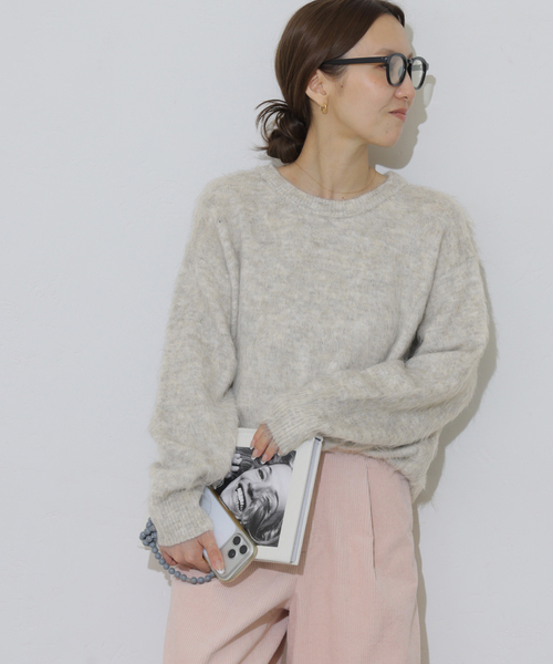 JOURNAL STANDARD relume(ジャーナルスタンダード レリューム)の「《一部WEB限定》シャギークルーネックプルオーバー(ニット/セーター・レディース・ライトグレー/サックスブルー/ピンク/イエロー・FREE)」の7枚目の写真