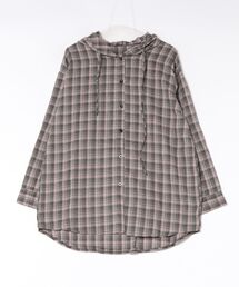 【C-FORT POINT/フォートポイント】【ソフトな質感としなやかな落ち感が特長】起毛チェックフードシャツ クラシカル カジュアル 抜け感 落ち感 羽織り