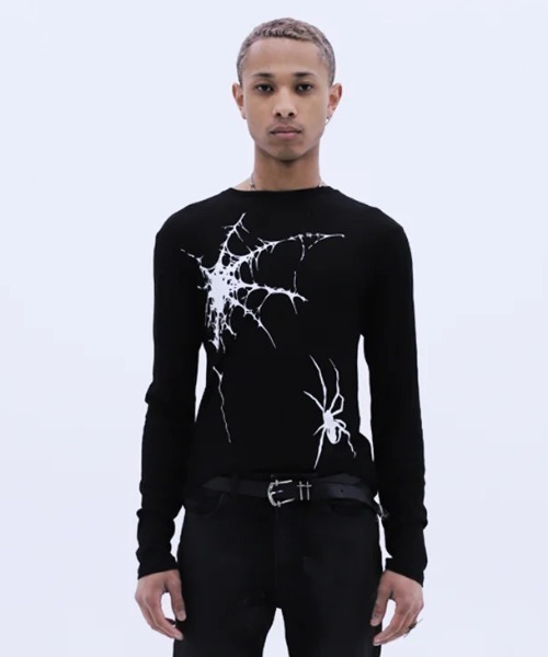 LAST NEST(ラストネスト)の「LAST NEST/ラストネスト/SPIDER WEB SEE-THROUGH LST(Tシャツ/カットソー・メンズ・ブラック・L)」の1枚目の写真