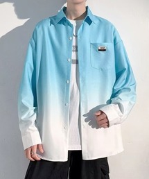 グラデーション長袖シャツメンズオーバー服