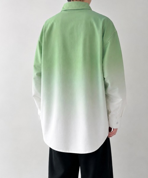 AsaAura(アサオーラ)の「グラデーション長袖シャツメンズオーバー服(シャツ/ブラウス・メンズ・グリーン/スカイブルー/ブラック・FREE)」の18枚目の写真