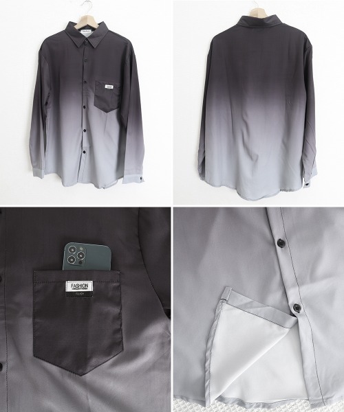 AsaAura(アサオーラ)の「グラデーション長袖シャツメンズオーバー服(シャツ/ブラウス・メンズ・グリーン/スカイブルー/ブラック・FREE)」の20枚目の写真