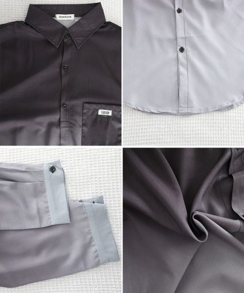 AsaAura(アサオーラ)の「グラデーション長袖シャツメンズオーバー服(シャツ/ブラウス・メンズ・グリーン/スカイブルー/ブラック・FREE)」の21枚目の写真