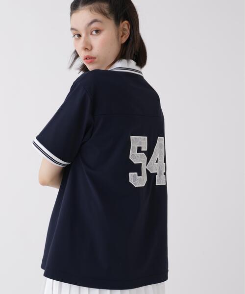 Jack Bunny!!(ジャックバニー)の「HyperHeli×ドライメッシュ ナンバリング半袖ポロシャツ(ポロシャツ・レディース・ネイビー/ブラウン・MEDIUM)」の2枚目の写真