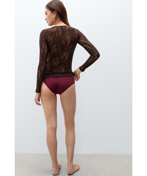 Intimissimi（インティミッシミ）の「ストレッチレース ロングスリーブ トップス（ニット/セーター・レディース・モカ/ブラック・S/L/M）」の10枚目の写真