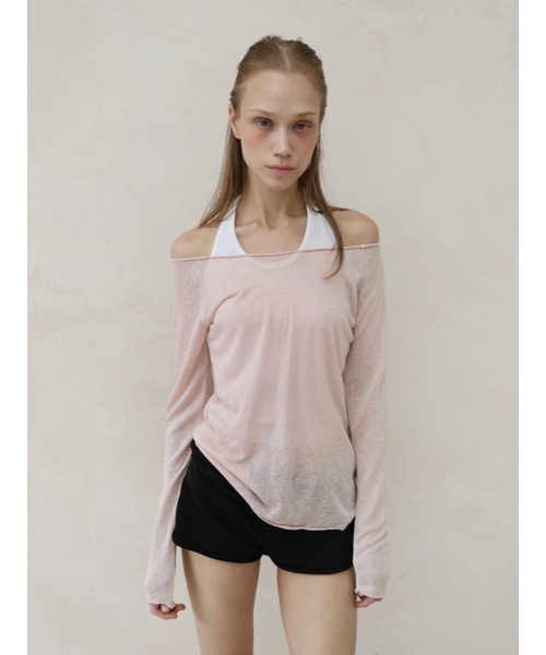 OWNSER(オウンサー)の「セミルーズラフカットロングスリーブ(7カラー)(Tシャツ/カットソー・レディース・ピンク/アッシュブラウン/グレイッシュベージュ/オートミール/ライトグレー/ブラック/バーガンディー・MEDIUM/SMALL)」の11枚目の写真