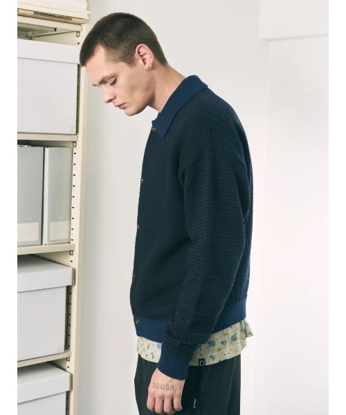 PHINGERIN(フィンガリン)の「PHINGERIN MULTI KNIT SHIRT JACKET (PD-262-KN-051)(カーディガン/ボレロ・メンズ・ネイビー・LARGE/MEDIUM)」の4枚目の写真