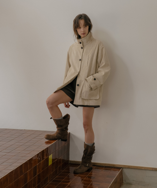 TILL I DIE（ティルアイダイ）の「Suede utility half jacket [TIFA06JK01]_Light beige（その他アウター・レディース・オートミール・FREE）」の2枚目の写真