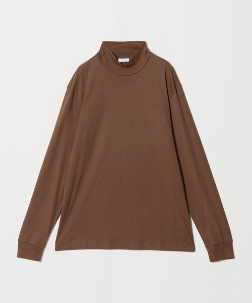 SUNSPEL（サンスペル）の「＜SUNSPEL＞ブラッシュドコットン ロングスリーブ モックネックTシャツ（Tシャツ/カットソー・メンズ・ホワイト/ネイビー/ブラウン系・L/S/M）」の3枚目の写真