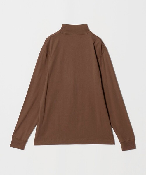 SUNSPEL（サンスペル）の「＜SUNSPEL＞ブラッシュドコットン ロングスリーブ モックネックTシャツ（Tシャツ/カットソー・メンズ・ホワイト/ネイビー/ブラウン系・L/S/M）」の4枚目の写真