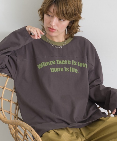 le colis(ルコリ)の「天竺フットボール ロンTEE(Tシャツ/カットソー・レディース・チャコールグレー/テラコッタ/ベージュ・FREE)」の2枚目の写真