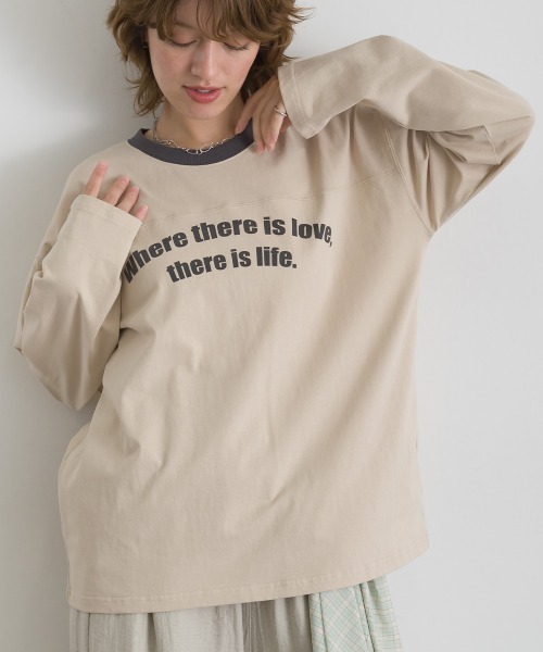 le colis(ルコリ)の「天竺フットボール ロンTEE(Tシャツ/カットソー・レディース・チャコールグレー/テラコッタ/ベージュ・FREE)」の4枚目の写真