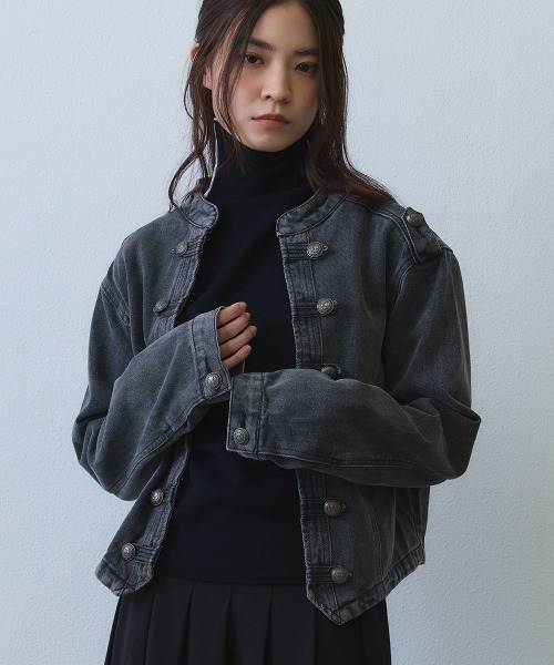 Clum(クルム)の「vintage napoleon denim jacket / ヴィンテージナポレオンデニムジャケット(ミリタリージャケット・レディース・ブラック・MEDIUM/LARGE/X-LARGE)」の13枚目の写真