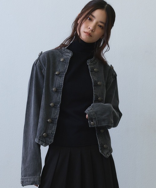 Clum(クルム)の「vintage napoleon denim jacket / ヴィンテージナポレオンデニムジャケット(ミリタリージャケット・レディース・ブラック・MEDIUM/LARGE/X-LARGE)」の12枚目の写真