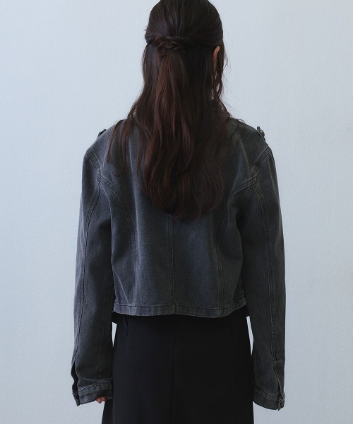 Clum(クルム)の「vintage napoleon denim jacket / ヴィンテージナポレオンデニムジャケット(ミリタリージャケット・レディース・ブラック・MEDIUM/LARGE/X-LARGE)」の4枚目の写真