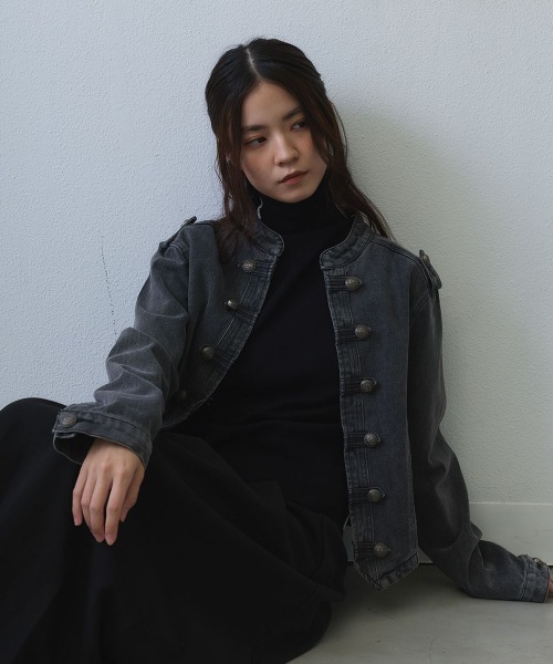 Clum(クルム)の「vintage napoleon denim jacket / ヴィンテージナポレオンデニムジャケット(ミリタリージャケット・レディース・ブラック・MEDIUM/LARGE/X-LARGE)」の6枚目の写真