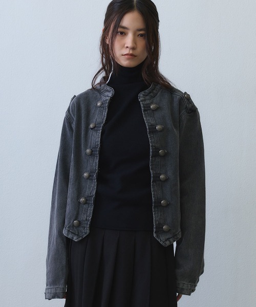 Clum(クルム)の「vintage napoleon denim jacket / ヴィンテージナポレオンデニムジャケット(ミリタリージャケット・レディース・ブラック・MEDIUM/LARGE/X-LARGE)」の14枚目の写真