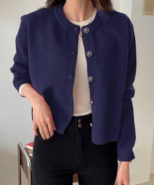 Miniministore（ミニミニストア）の「リボンボタンニットカーディガン秋冬服長袖（カーディガン/ボレロ・レディース・ワインレッド/ライトブルー/ネイビー/ピンク/ラベンダー・FREE）」の3枚目の写真