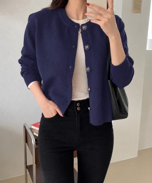 Miniministore（ミニミニストア）の「リボンボタンニットカーディガン秋冬服長袖（カーディガン/ボレロ・レディース・ワインレッド/ライトブルー/ネイビー/ピンク/ラベンダー・FREE）」の11枚目の写真