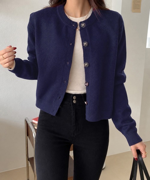 Miniministore（ミニミニストア）の「リボンボタンニットカーディガン秋冬服長袖（カーディガン/ボレロ・レディース・ワインレッド/ライトブルー/ネイビー/ピンク/ラベンダー・FREE）」の12枚目の写真