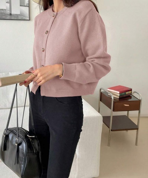 Miniministore（ミニミニストア）の「リボンボタンニットカーディガン秋冬服長袖（カーディガン/ボレロ・レディース・ワインレッド/ライトブルー/ネイビー/ピンク/ラベンダー・FREE）」の14枚目の写真