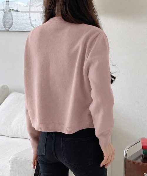 Miniministore（ミニミニストア）の「リボンボタンニットカーディガン秋冬服長袖（カーディガン/ボレロ・レディース・ワインレッド/ライトブルー/ネイビー/ピンク/ラベンダー・FREE）」の15枚目の写真