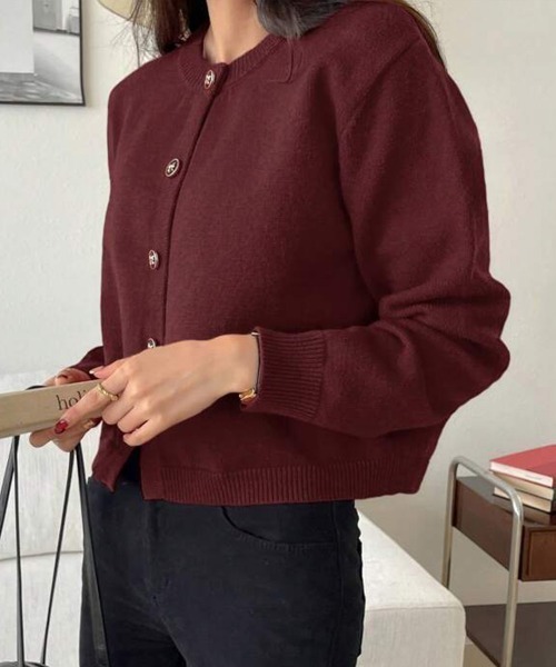 Miniministore（ミニミニストア）の「リボンボタンニットカーディガン秋冬服長袖（カーディガン/ボレロ・レディース・ワインレッド/ライトブルー/ネイビー/ピンク/ラベンダー・FREE）」の17枚目の写真