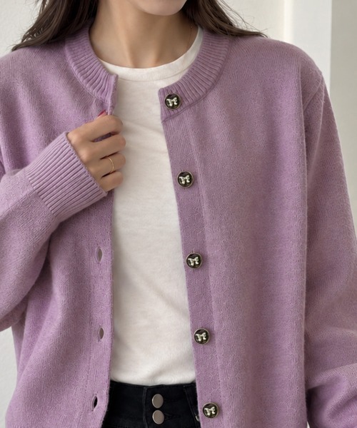 Miniministore（ミニミニストア）の「リボンボタンニットカーディガン秋冬服長袖（カーディガン/ボレロ・レディース・ワインレッド/ライトブルー/ネイビー/ピンク/ラベンダー・FREE）」の19枚目の写真