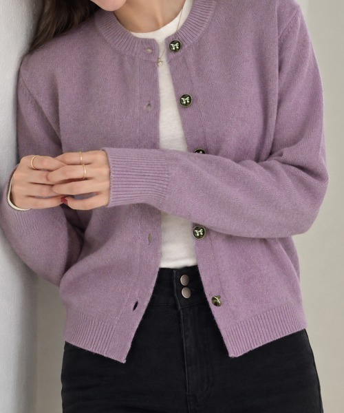 Miniministore（ミニミニストア）の「リボンボタンニットカーディガン秋冬服長袖（カーディガン/ボレロ・レディース・ワインレッド/ライトブルー/ネイビー/ピンク/ラベンダー・FREE）」の20枚目の写真