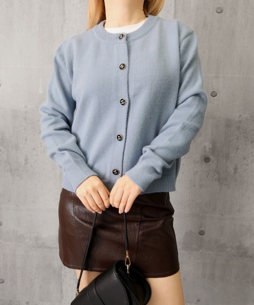 Miniministore（ミニミニストア）の「リボンボタンニットカーディガン秋冬服長袖（カーディガン/ボレロ・レディース・ワインレッド/ライトブルー/ネイビー/ピンク/ラベンダー・FREE）」の22枚目の写真