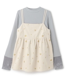 petit main LIEN（プティマインリアン）の「【親子リンク】刺しゅうキャミチュニックインナーセット（Tシャツ/カットソー）」