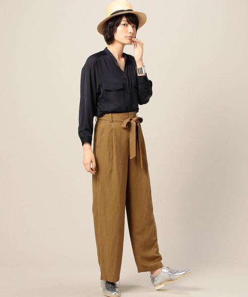 BEAUTY&YOUTH UNITED ARROWS（ビューティーアンドユースユナイテッドアローズ）の「BY タックワイドリボンパンツ 2◆（その他パンツ・レディース・ブラック/ブラウン/ネイビー・SMALL/MEDIUM）」の10枚目の写真