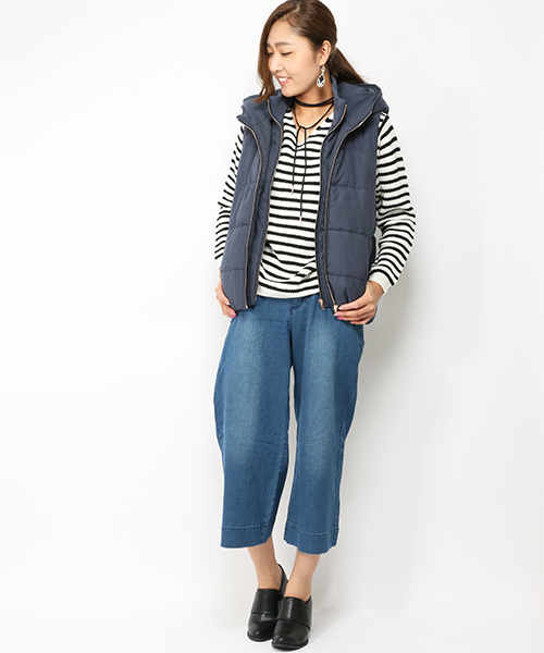 VENCEEXCHANGE（ヴァンスエクスチェンジ）の「Eピーチ中綿ベスト（ブルゾン・レディース・ネイビー/ブラック・LARGE/MEDIUM）」の10枚目の写真