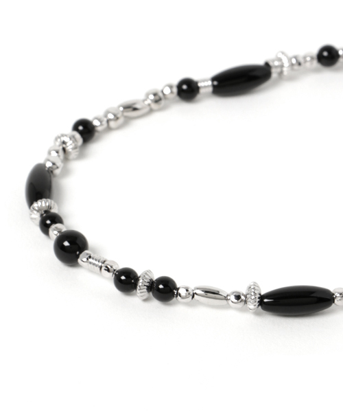 WEGO（ウィゴー）の「WEGO/ブラックビーズチェーンネックレス（ネックレス・メンズ・シルバー・FREE）」の2枚目の写真