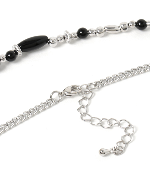 WEGO（ウィゴー）の「WEGO/ブラックビーズチェーンネックレス（ネックレス・メンズ・シルバー・FREE）」の3枚目の写真