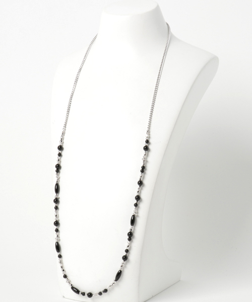 WEGO（ウィゴー）の「WEGO/ブラックビーズチェーンネックレス（ネックレス・メンズ・シルバー・FREE）」の4枚目の写真