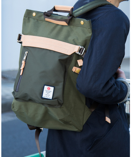 AS2OV(アッソブ)の「【AS2OV】HI DENSITY CORDURA NYLON 2WAY BAG/コーデュラナイロンバックパック/091403(バックパック/リュック・メンズ・ブラック/バーガンディー/カーキ/マルチ/ベージュ/ネイビー・FREE)」の3枚目の写真