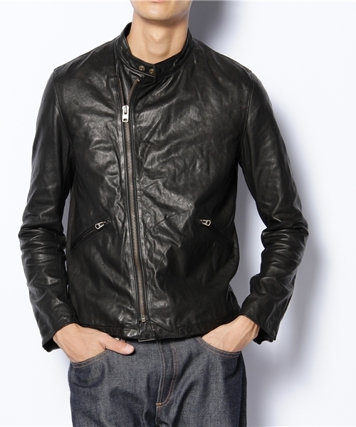 HYSTERIC GLAMOUR ゴートレザー ライダースジャケット ブラック HYSTERIC GLAMOUR（ヒステリックグラマー）の「ゴートレザー