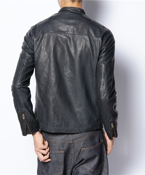 HYSTERIC GLAMOUR ゴートレザー ライダースジャケット ブラック HYSTERIC GLAMOUR（ヒステリックグラマー）の「ゴートレザー