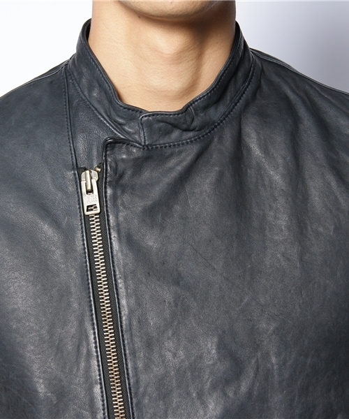 HYSTERIC GLAMOUR（ヒステリックグラマー）の「ゴートレザーダブルライダースBZ（ライダースジャケット・メンズ・ネイビー/ブラック・SMALL/MEDIUM/LARGE）」の6枚目の写真